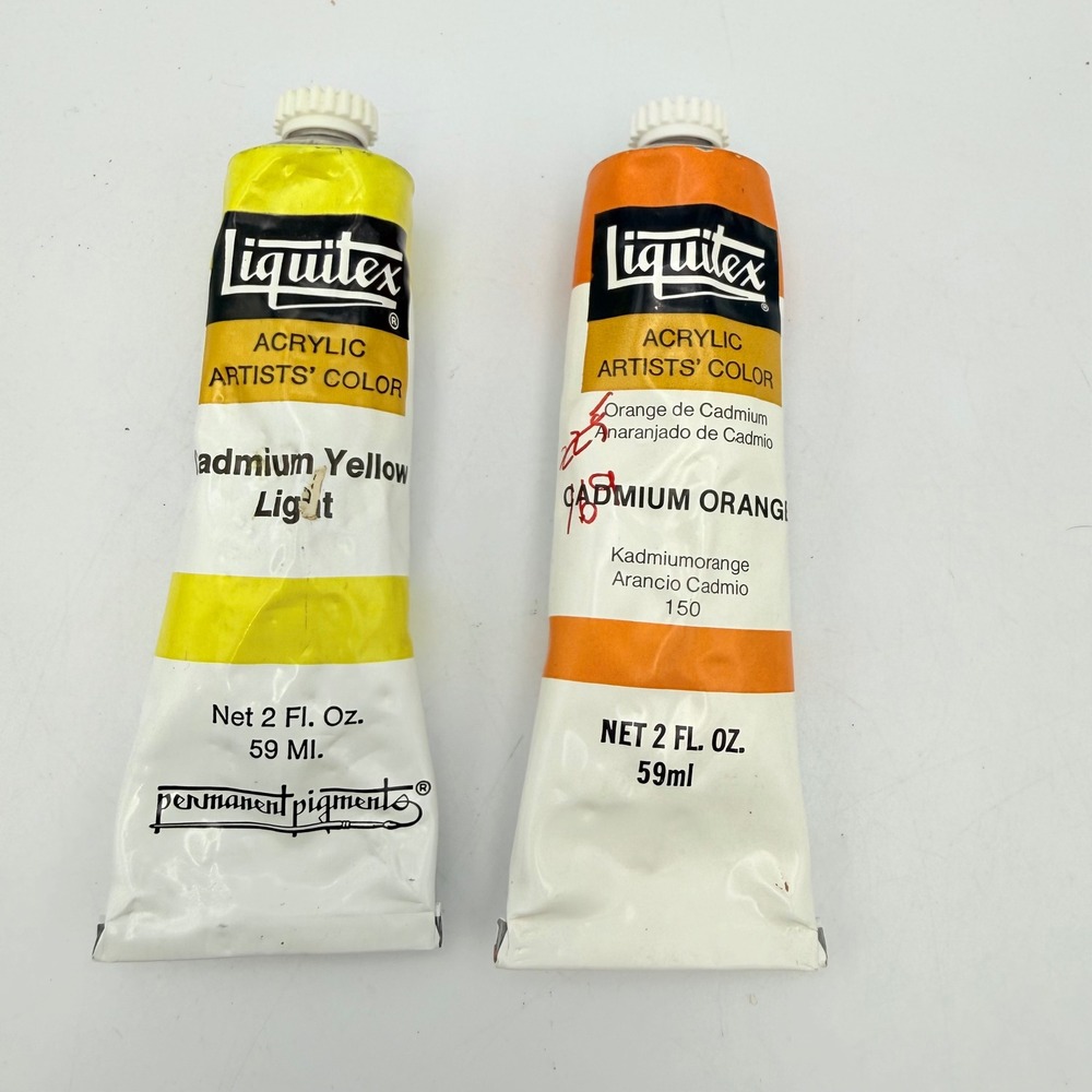 Liquitex Acrylic Artists Color Paint Set Cadmium Yellow Light Orange 2oz Tubes